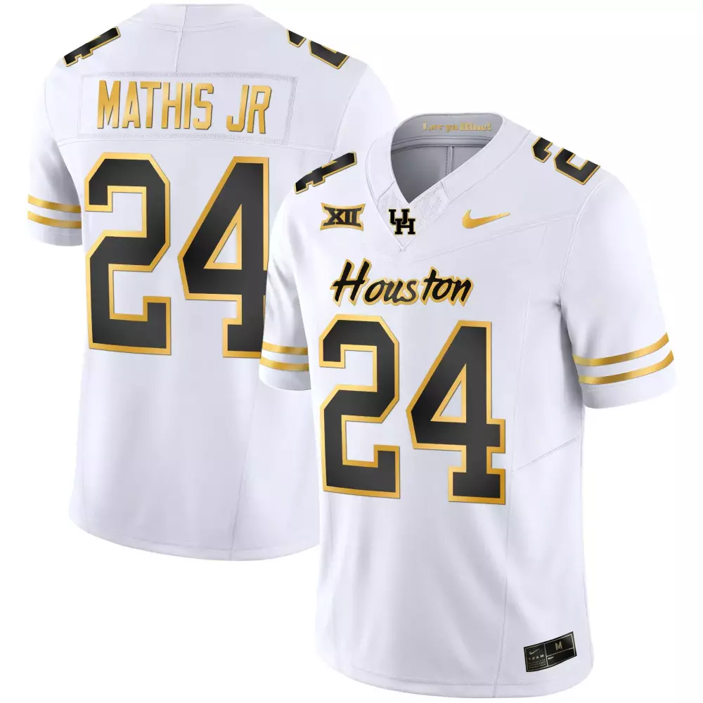 Mathis Jr 24 Houston Jersey White Big Men Black Gold All Stitched