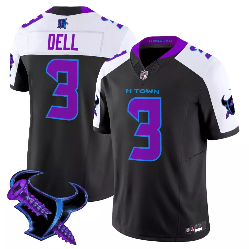 Tank Dell 3 Houston Jersey Black Men Split Design White Purple Blue Vapor Limited