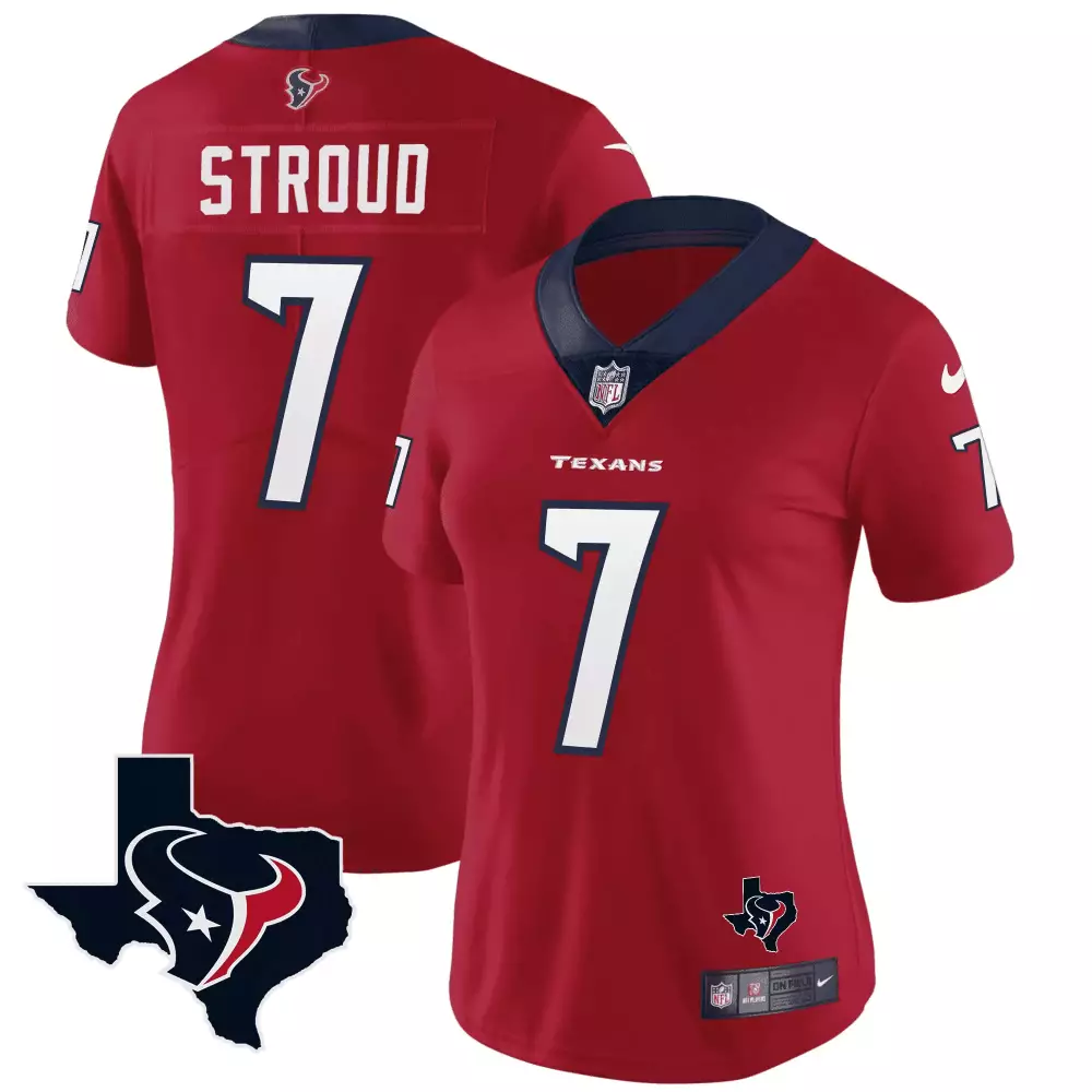C.j. Stroud 7 Texans Jersey Red Men Player Navy White Vapor Limited All Stitched