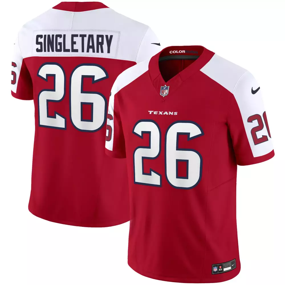 Devin Singletary 26 Jersey Red Houston Texans Men White Rush All Stitched Vapor