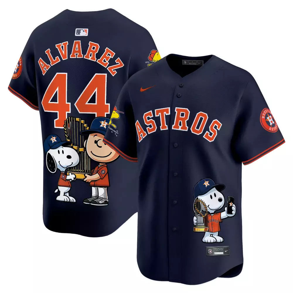 Alvarez 44 Astros Jersey Navy Peanuts Collaboration Houston Men Orange Unisex Vapor