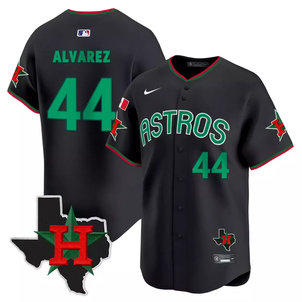 Yordan Lvarez 44 Astros Jersey Black Texas Mexico Flag Men Alternate Green Red Vapor