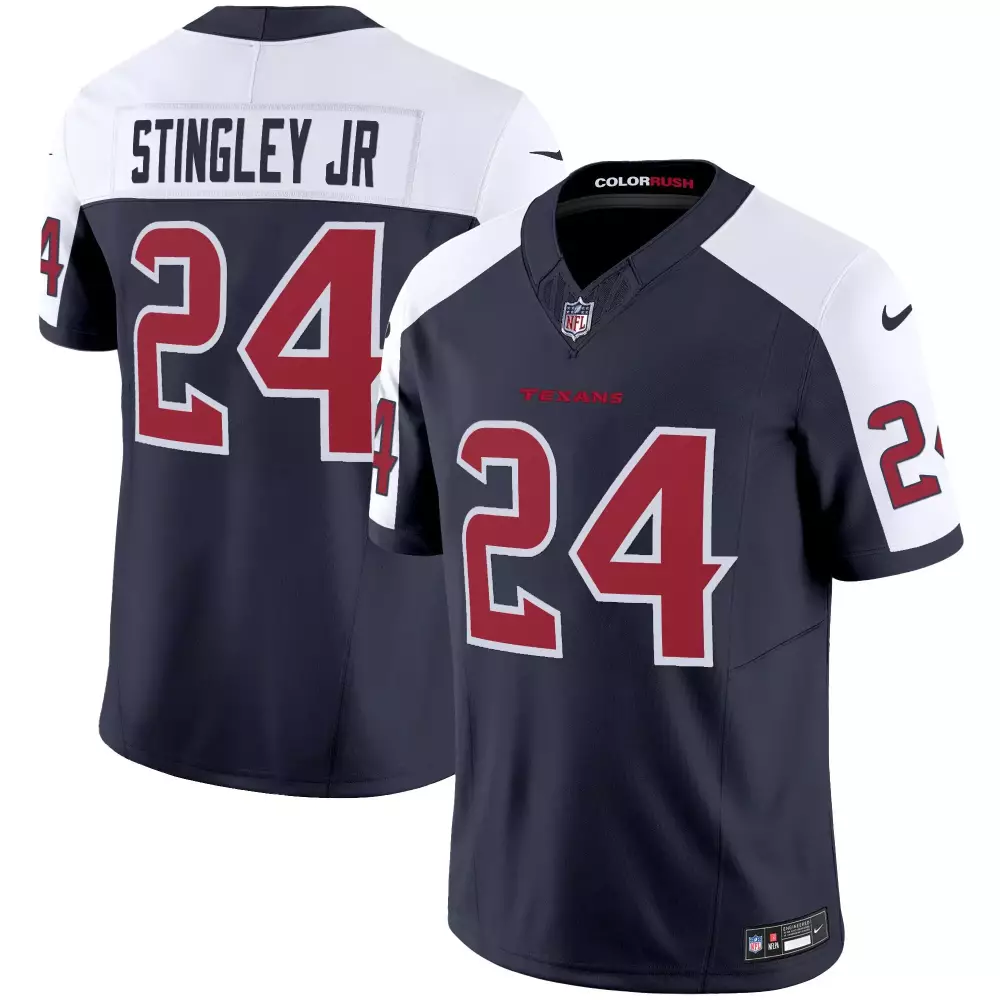 Derek Stingley Jr. 24 Texans Jersey Navy Blue Men Color Rush White Red Alternate