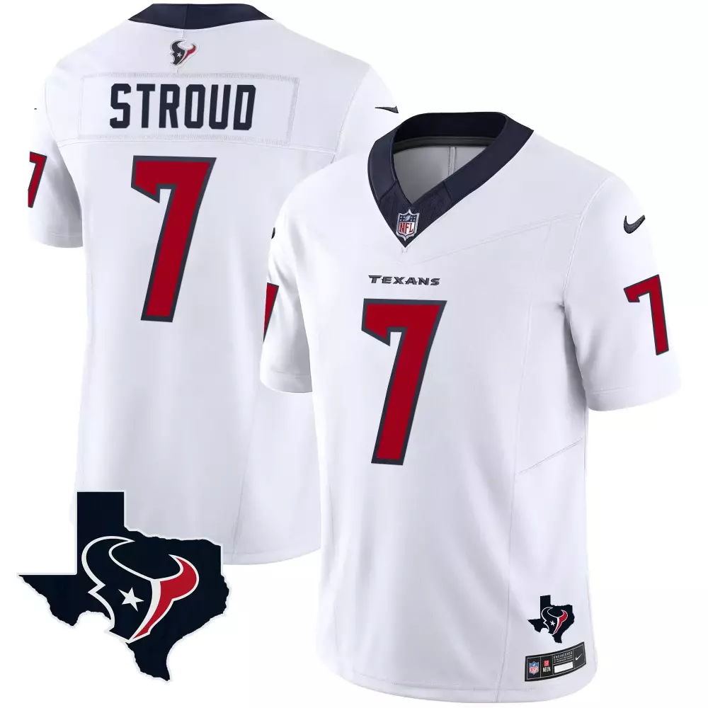 C.j. Stroud 7 Texans Jersey White Men Game Red Navy Vapor Limited All Stitched