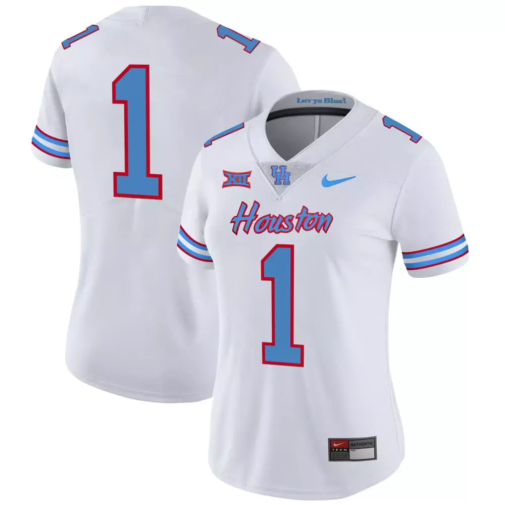 Custom Houston 1 Jersey White Women Blue Red Vapor v5 All Stitched