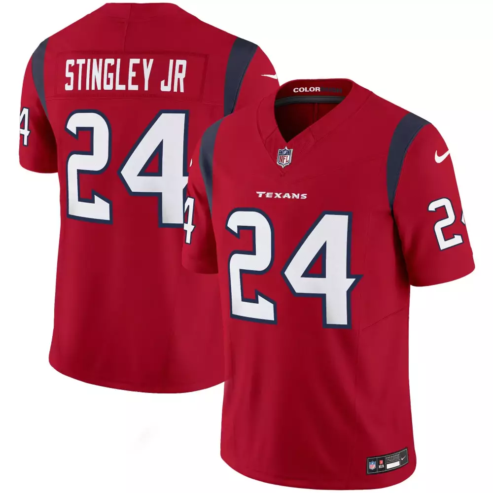 Derek Stingley Jr. 24 Texans Jersey Red Men Navy Blue White Rush Vapor All Stitched