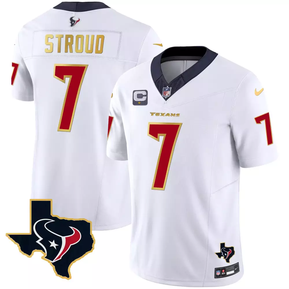 C.j. Stroud 7 Houston Texans Jersey White Men Standard Red Navy Gold Vapor All Stitched