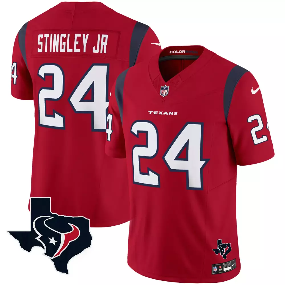 Derek Stingley Jr. 24 Jersey Red Houston Texans Men Replica Navy Blue White Rush