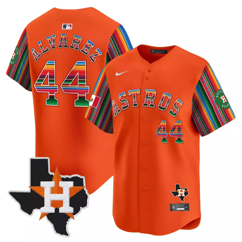 Yordan Lvarez 44 Astros Jersey Orange City Connect Texas Shape Mexican Flag Men Split