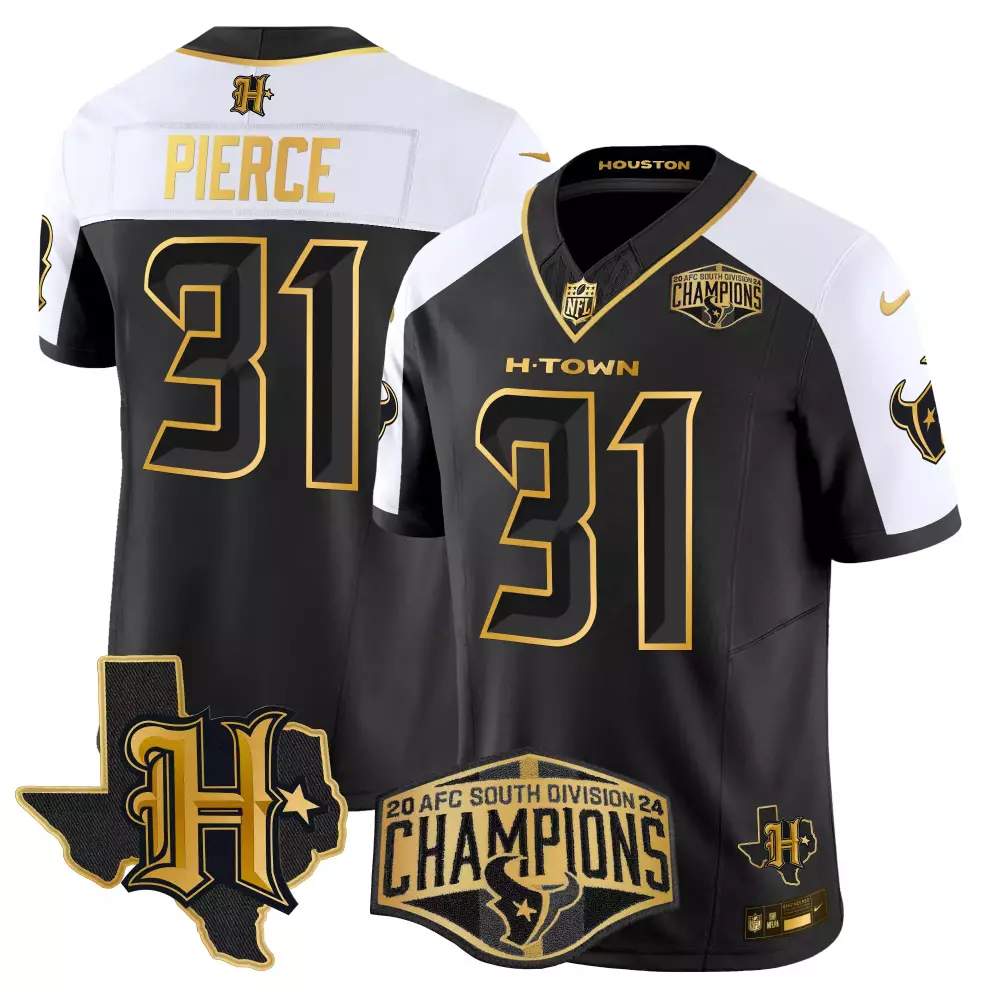 Dameon Pierce 31 Houston Texans Jersey Black Champions Men White Gold Alternate Vapor