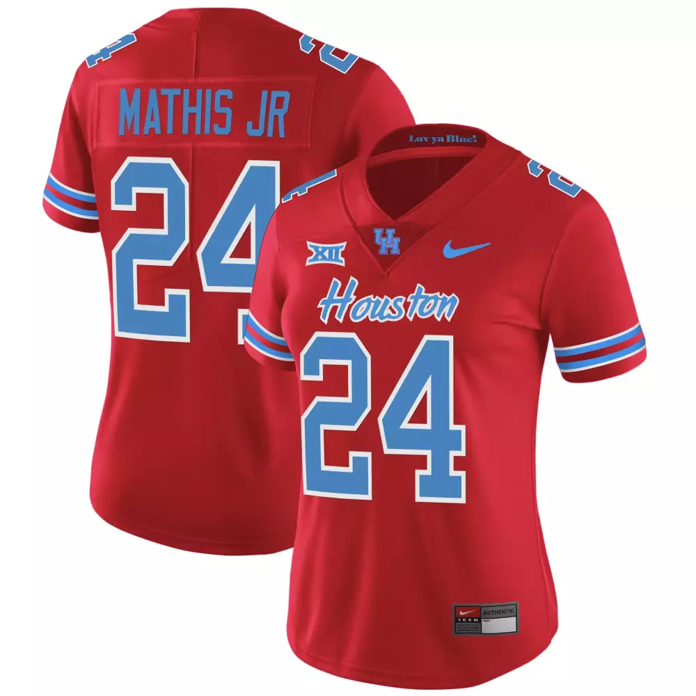 Mathis Jr 24 Houston Jersey Red Men Blue White Vapor All Stitched