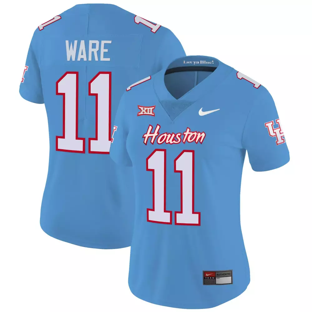 Ware 11 Houston Jersey Blue Men Red White Vapor v3 All Stitched