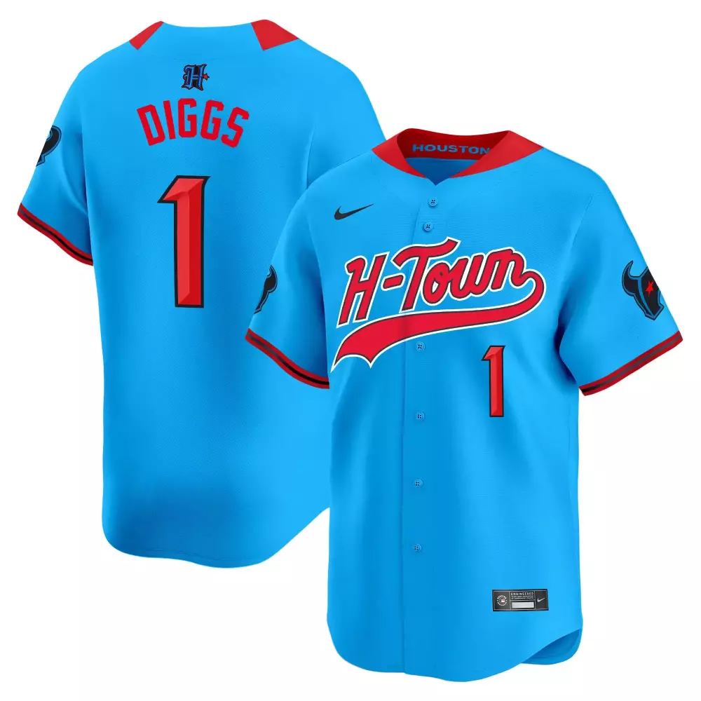 Stefon Diggs 1 Houston Astros Jersey Light Blue Alternate Men Red Black All Stitched