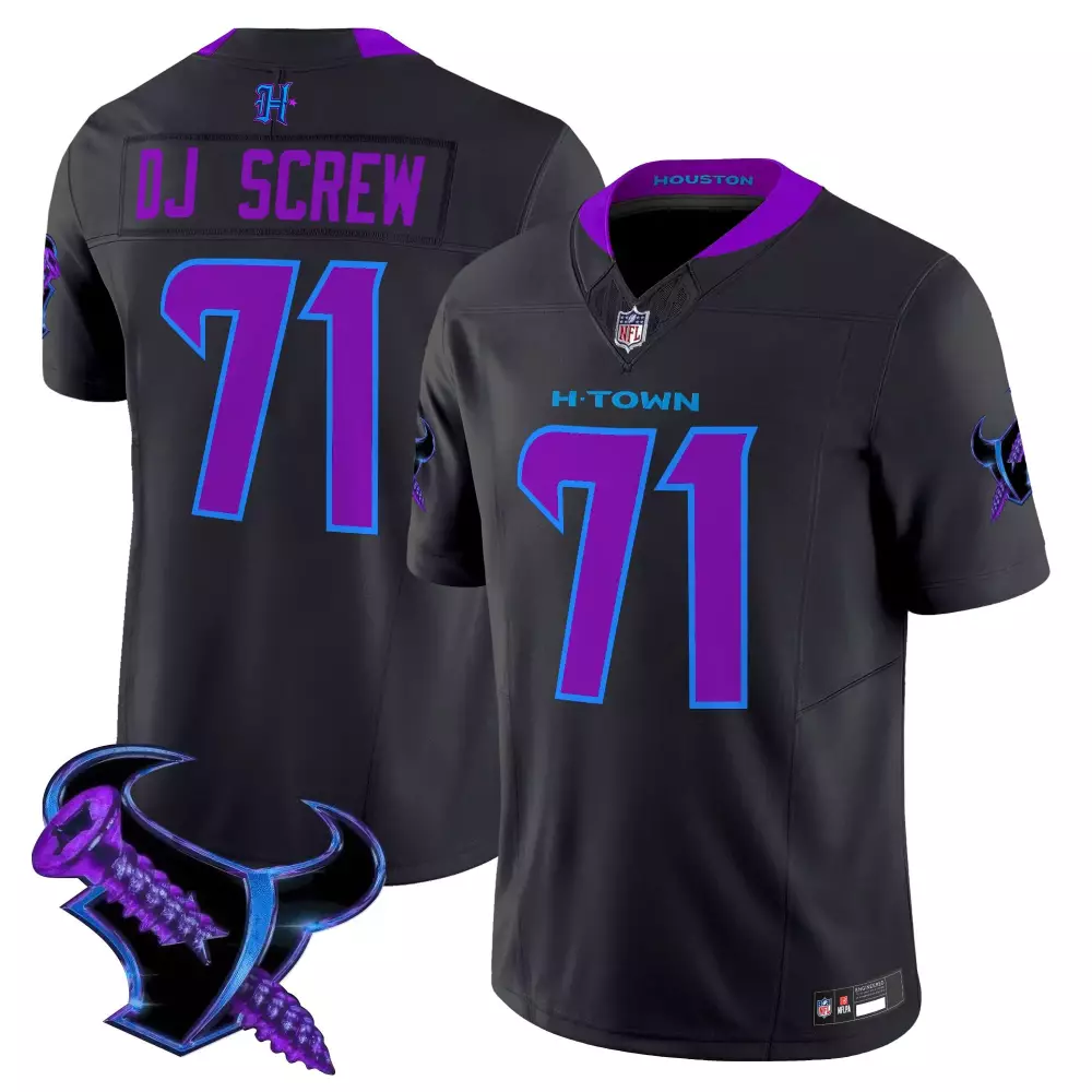 Dj Screw 71 Houston Oilers Jersey Black Men Game Purple Blue Vapor Stitched Limited