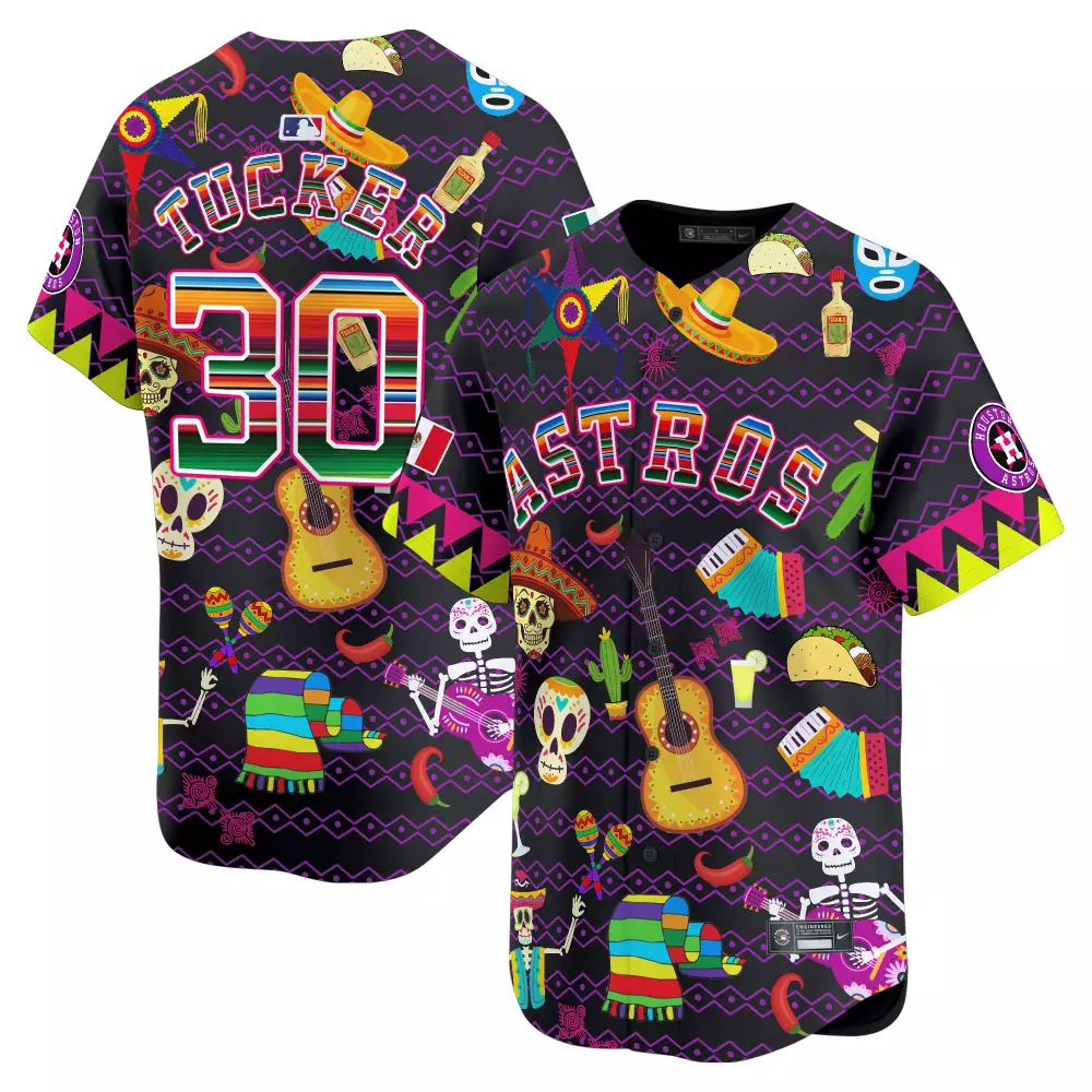 Kyle Tucker 30 Astros Jersey Black Men Custom Design Multi-color Pink Yellow Green