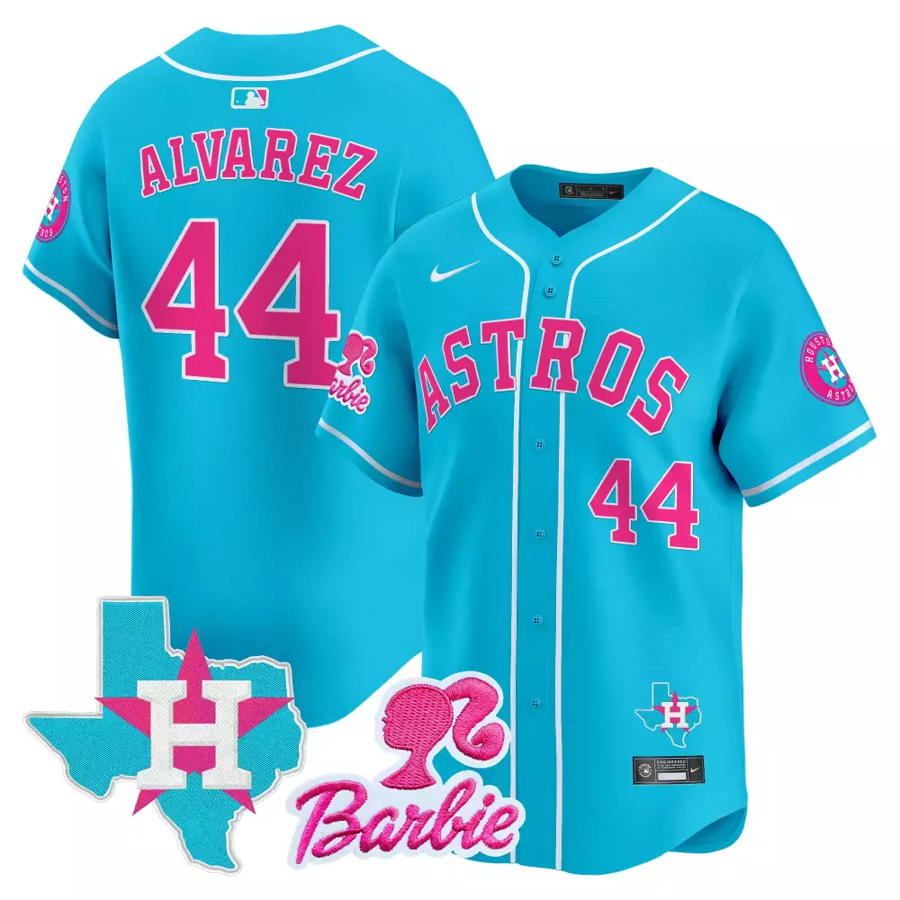 Yordan Alvarez 44 Houston Astros Jersey Aqua Barbie Collaboration Texas Star Men