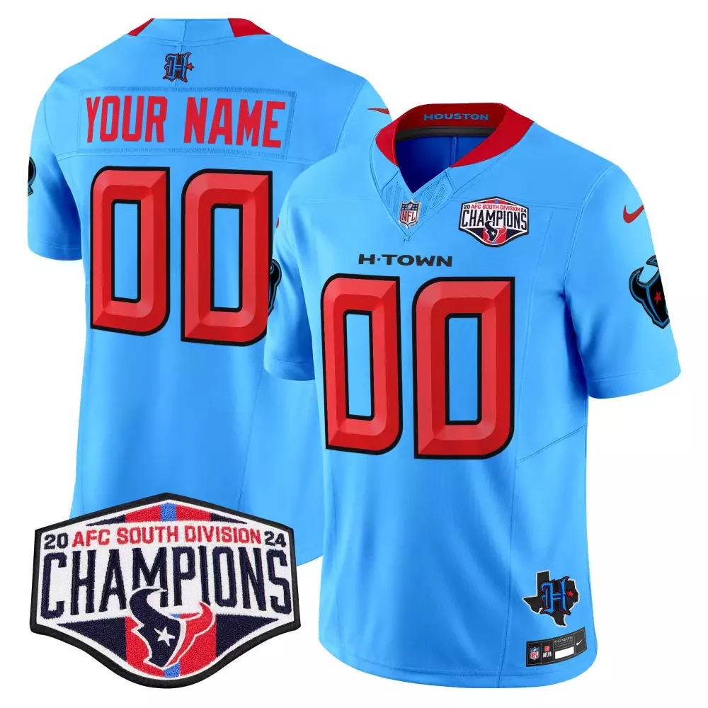Custom Houston Texans Jersey Light Blue Men Alternate Red Black Vapor Limited All