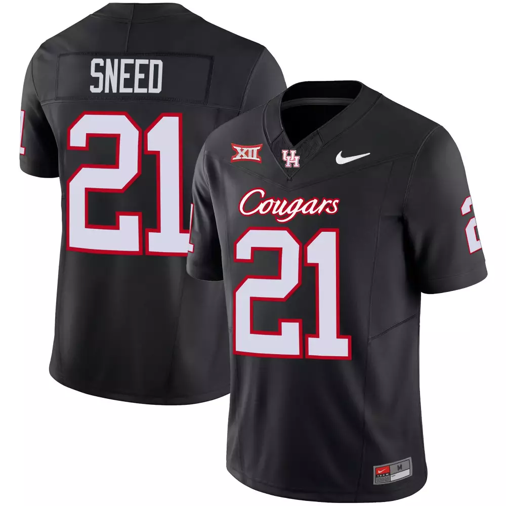 Sneed 21 Houston Cougars Jersey Black Xii Men White Red Vapor v4 All Stitched