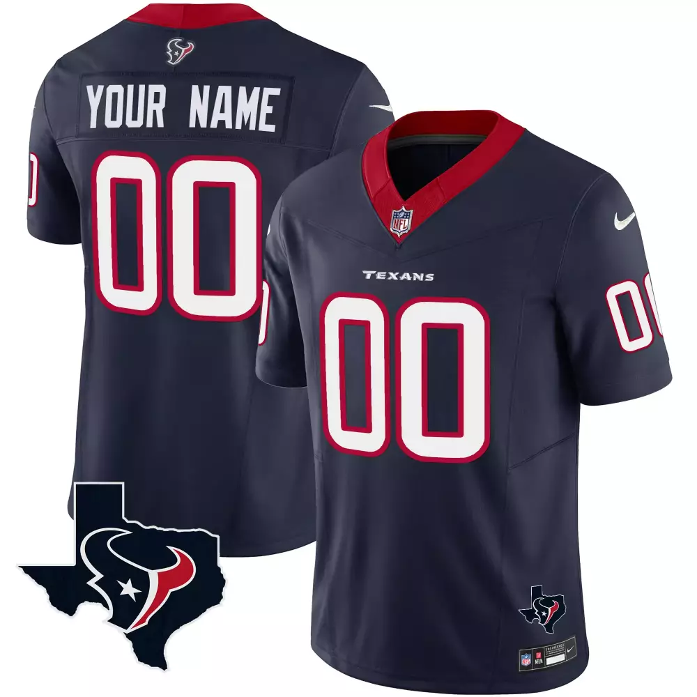 Custom Houston Texans Jersey Navy Men Red White All Stitched