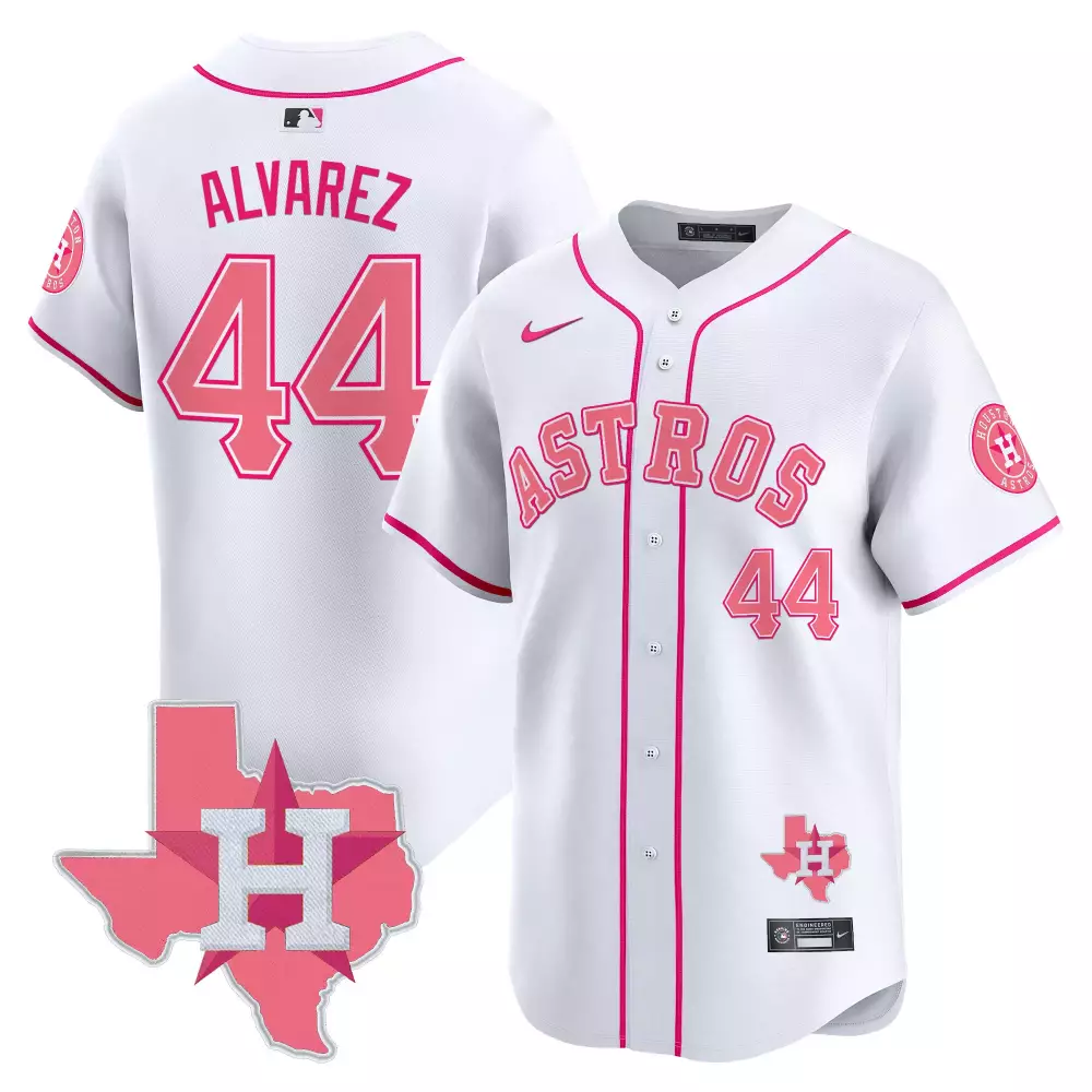 Yordan Lvarez 44 Astros Jersey White Texas Men Alternate Pink Unisex Vapor Premier