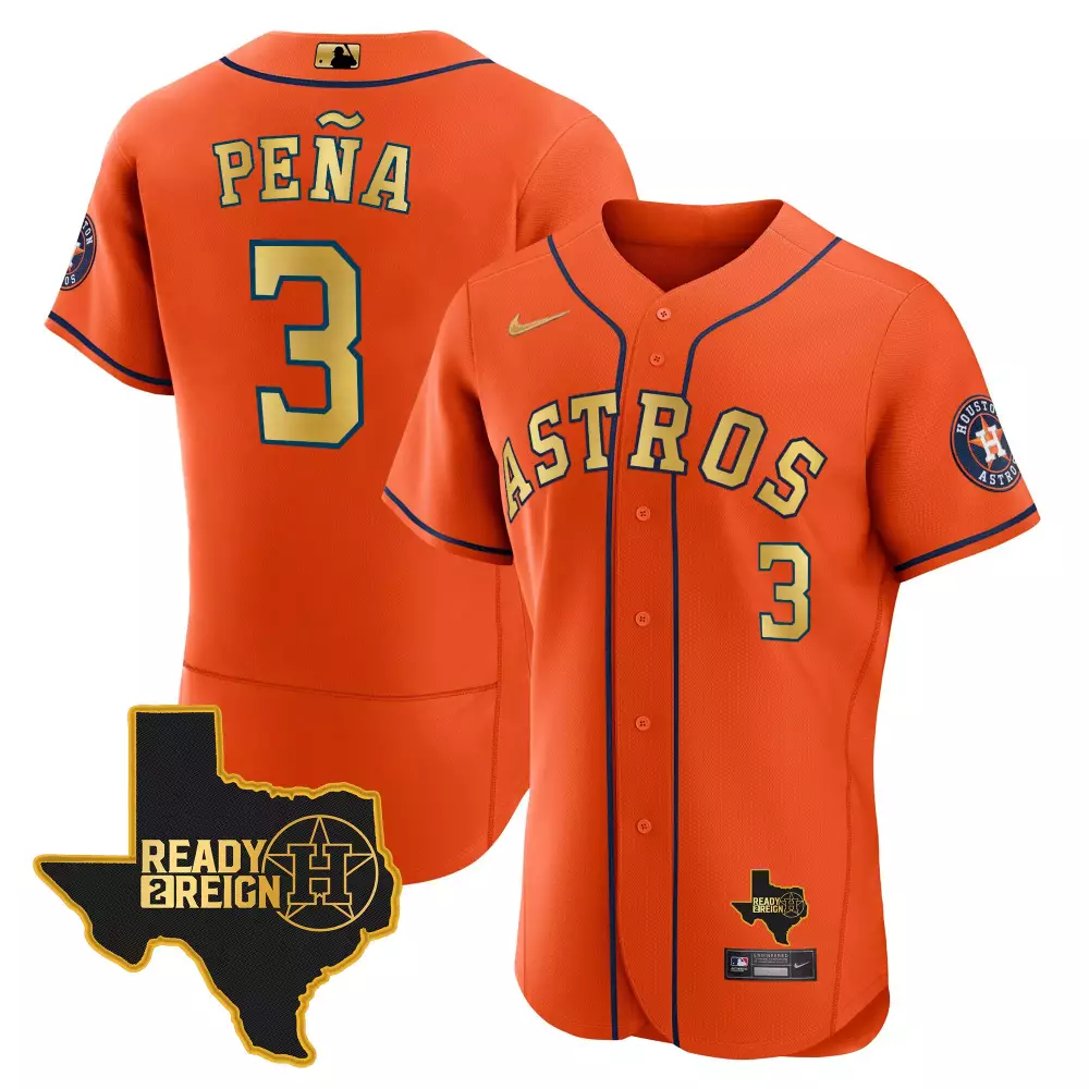 Peña 3 Astros Jersey Orange City Connect Texas Ready Reign Men Navy Blue Gold All