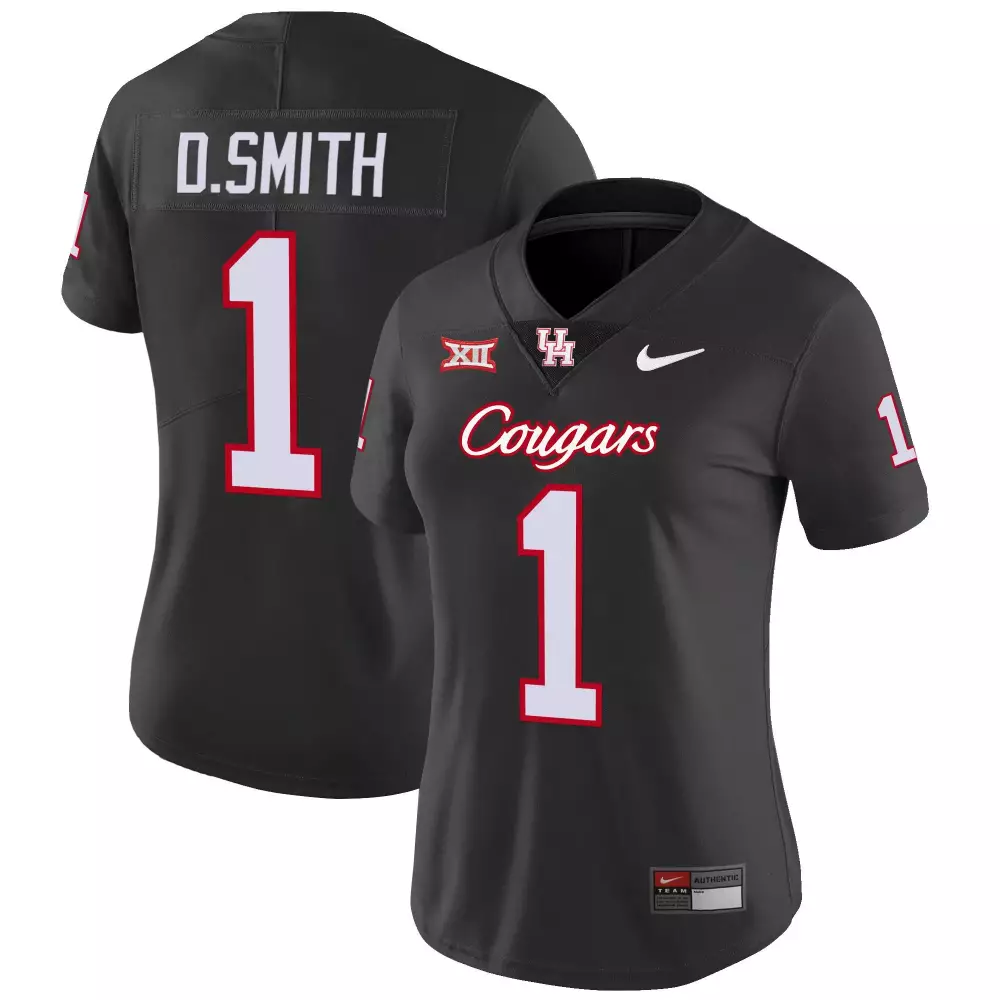 D. Smith 1 Houston Cougars Jersey Black Big Women Red White Vapor v4 All Stitched