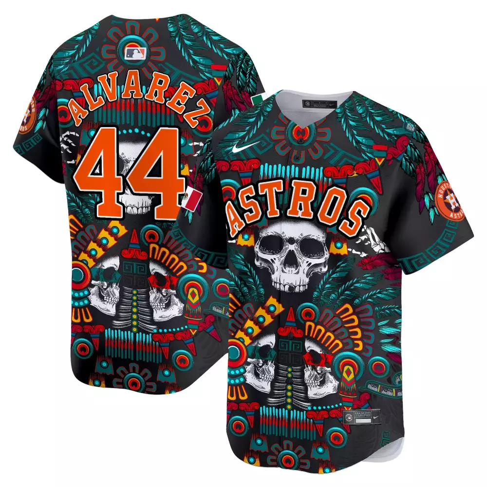 Alvarez 44 Astros Jersey Black Day Of The Dead Houston Men Full Print Custom Design