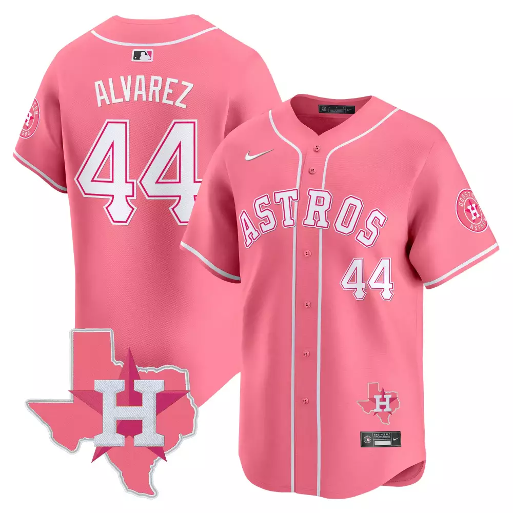 Yordan Lvarez 44 Astros Jersey Pink Houston Texas Men White Unisex Vapor Premier