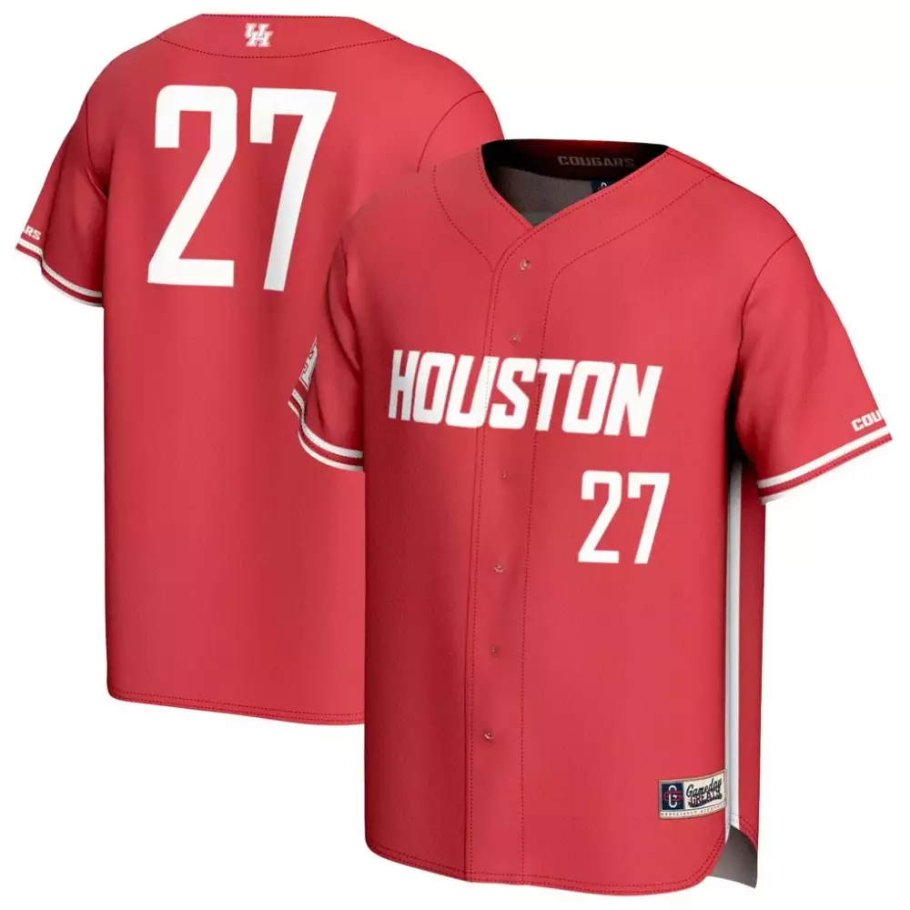 Custom Houston Cougars 27 Jersey Red Gameday Threads Men White Fashion