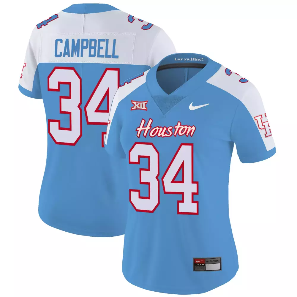 Campbell 34 Houston Jersey Blue Men White Red Alternate Vapor v4 All Stitched