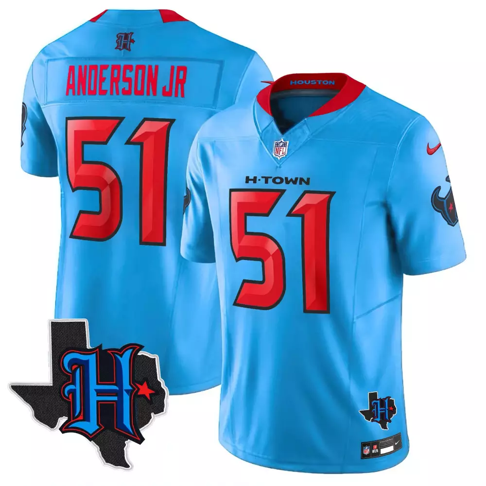 Anderson Jr. 51 Houston Texans Jersey Light Blue H-town Men Alternate Red Vapor Limited