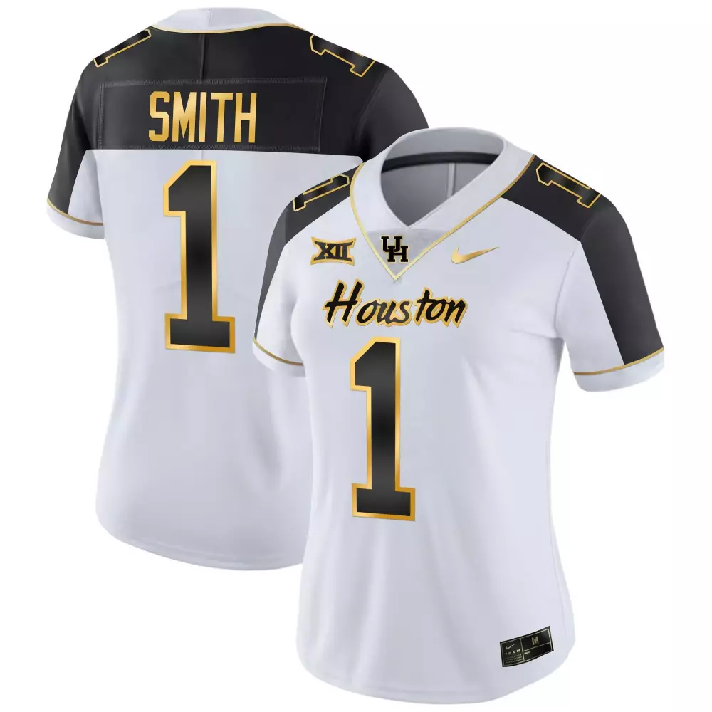 Smith 1 Houston Jersey White Men Black Gold All Stitched