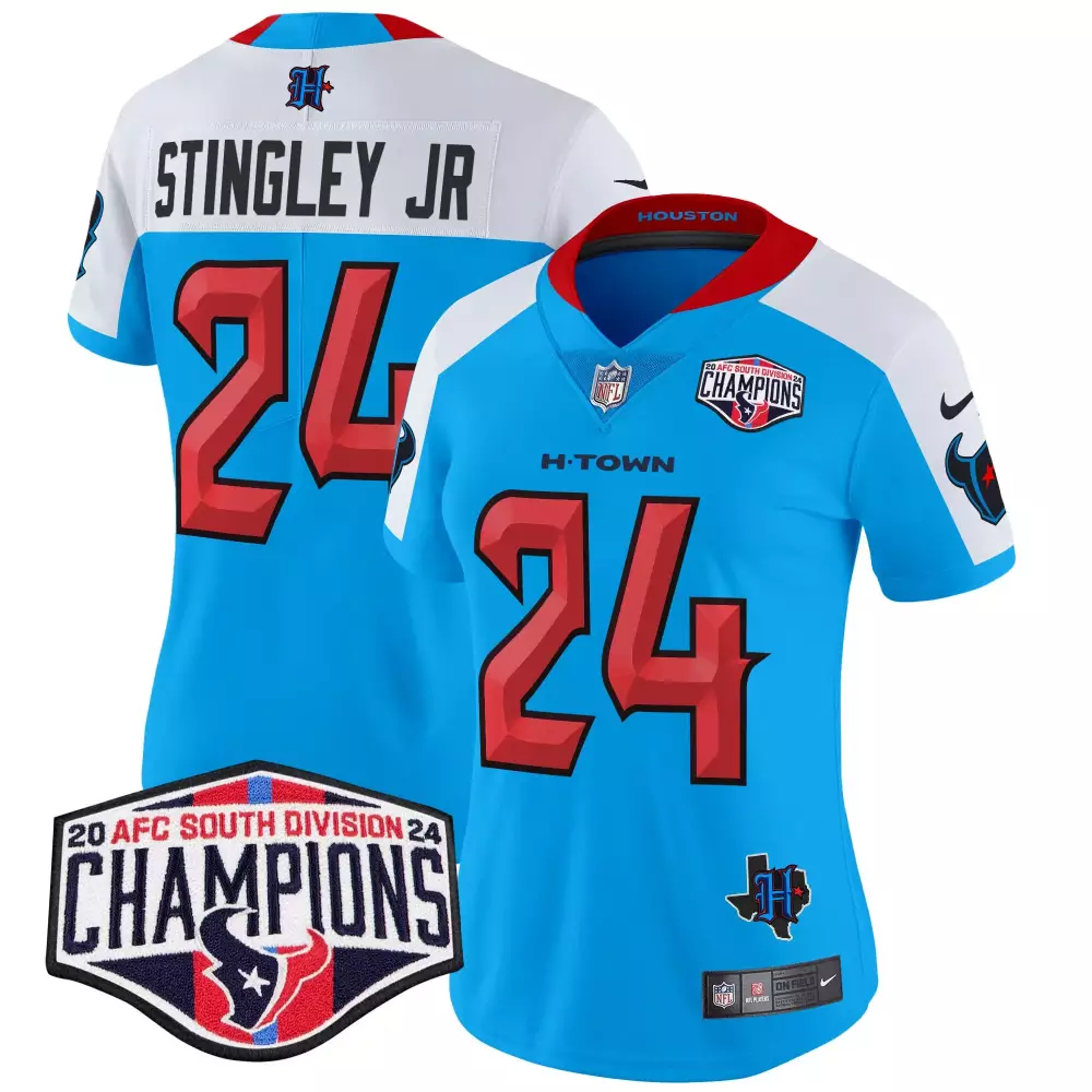 Derek Stingley Jr. 24 Jersey Light Blue Houston Texans Men NFL Alternate Red White