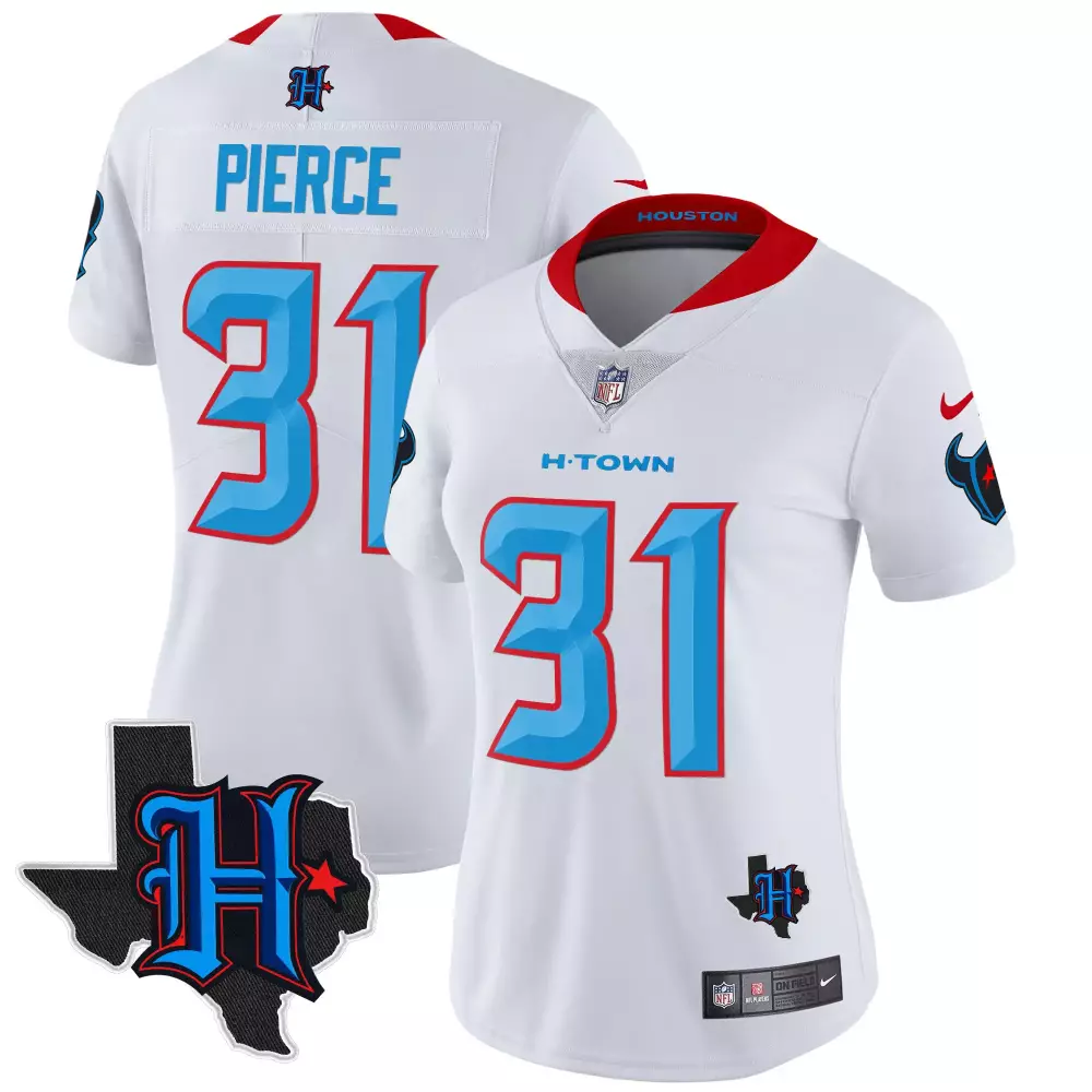 Dameon Pierce 31 Houston Texans Jersey White H-town Texas Outline Women Replica Alternate