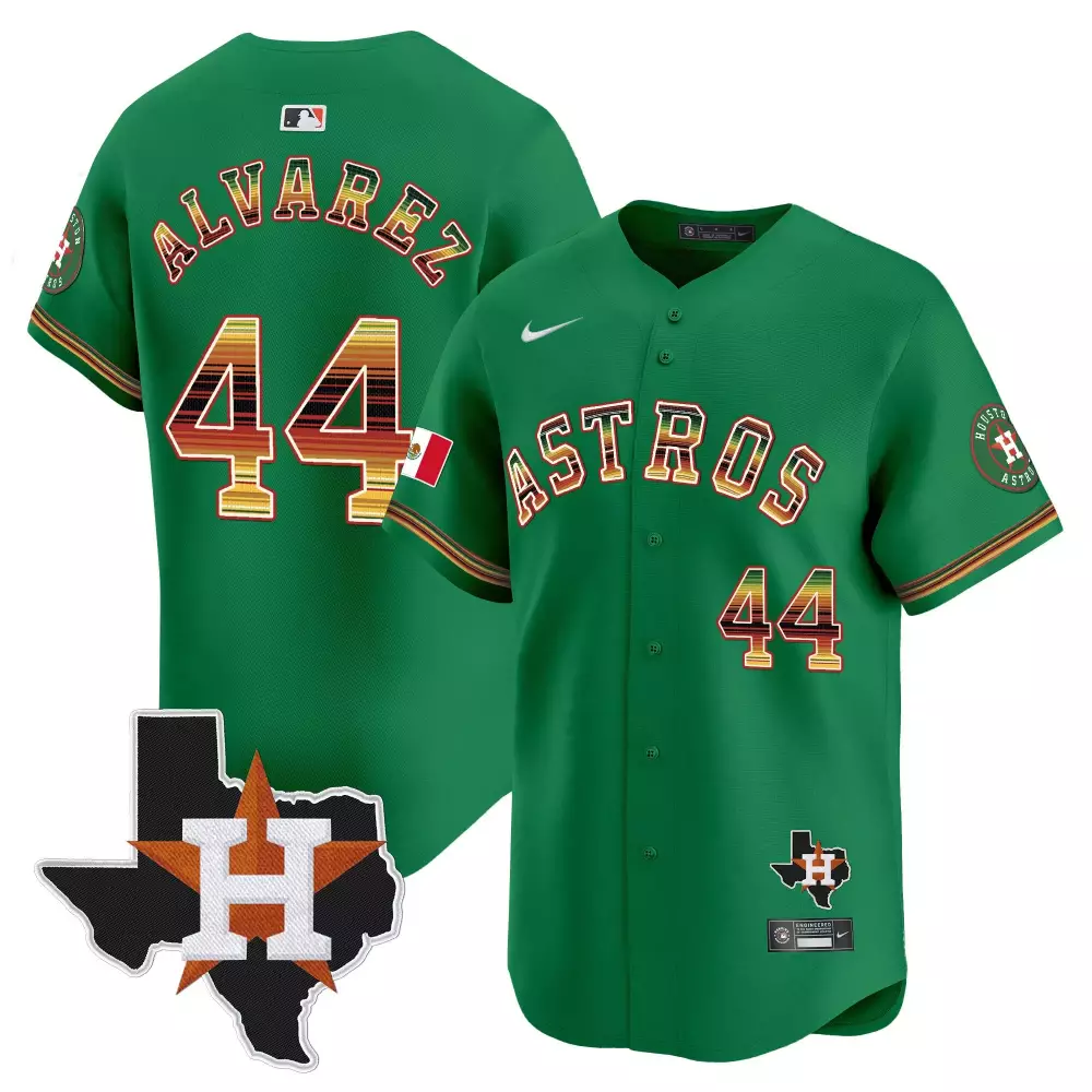 Yordan Lvarez 44 Astros Jersey Green Noche De Juegos Texas State Outline Mexican Flag
