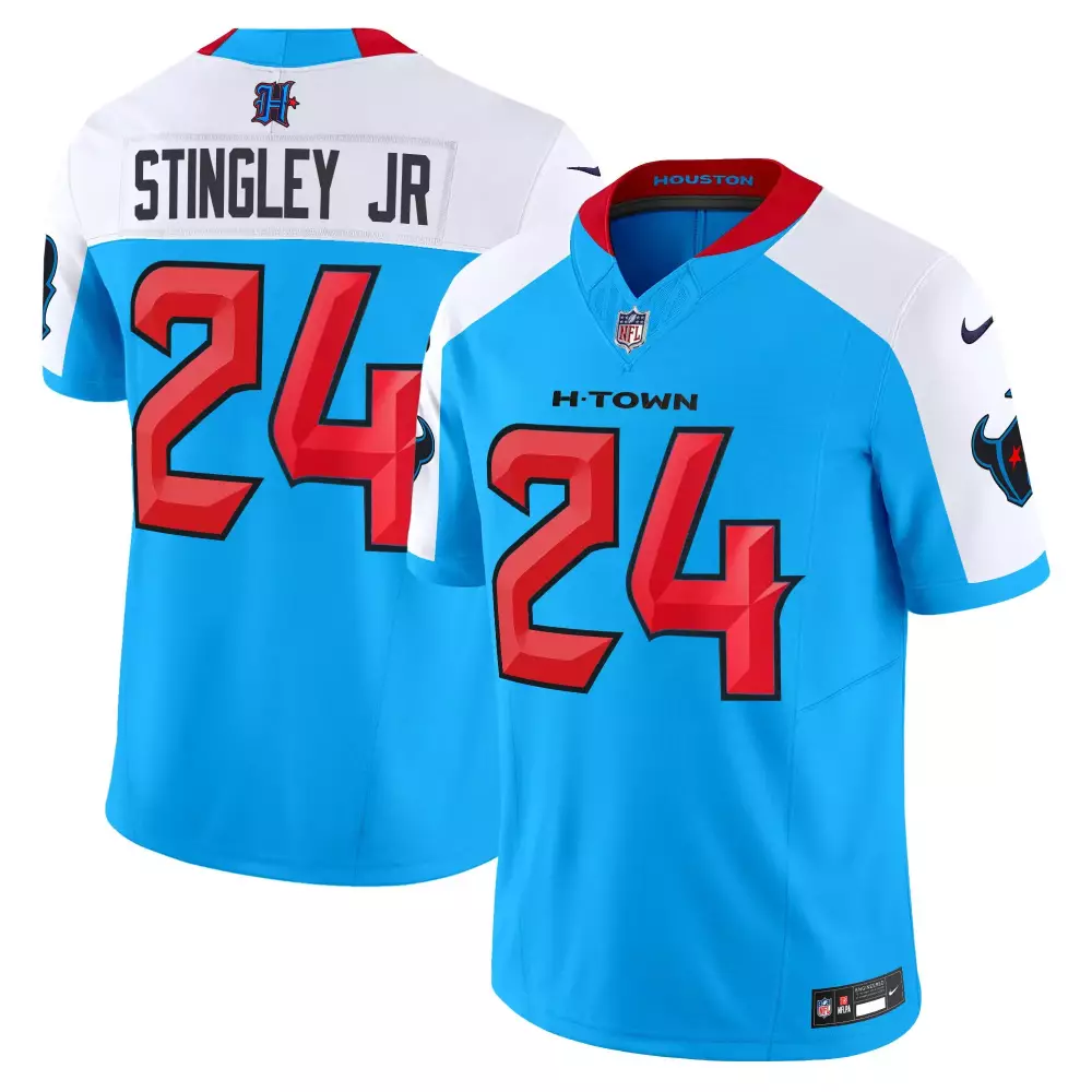 Derek Stingley Jr. 24 Jersey Light Blue Houston Texans Men Alternate Split Design