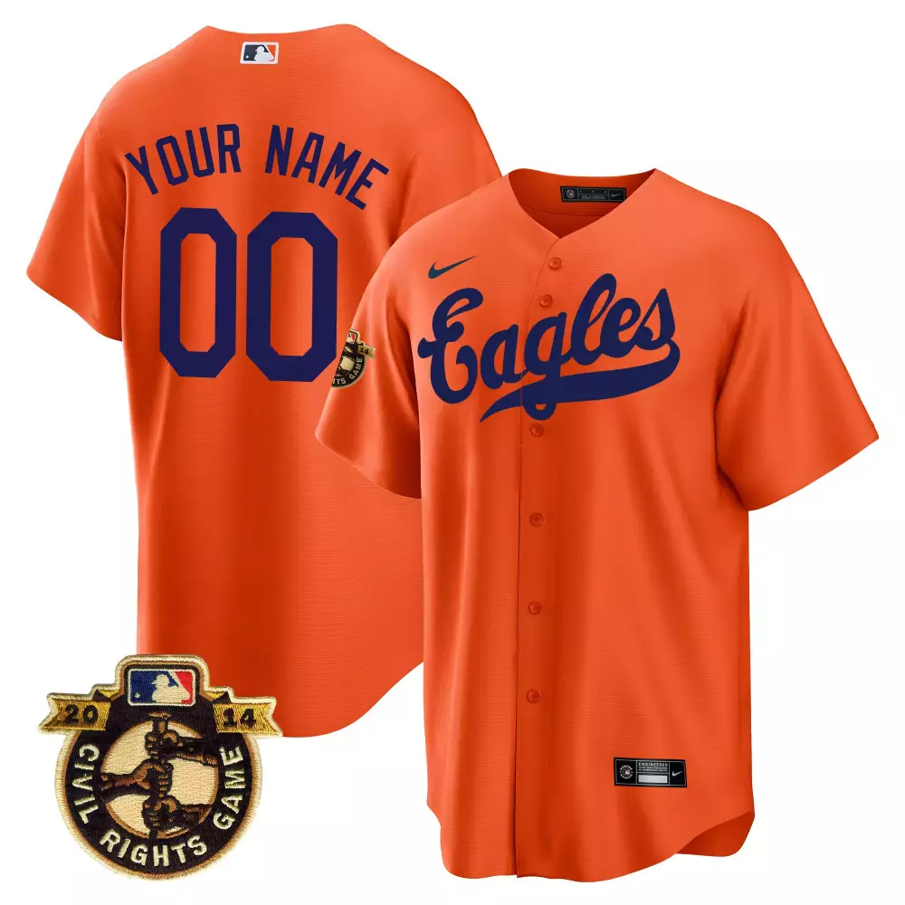 Custom Eagles Jersey Orange Civil Rights Game 2014 Men Blue Throwback All Stitched