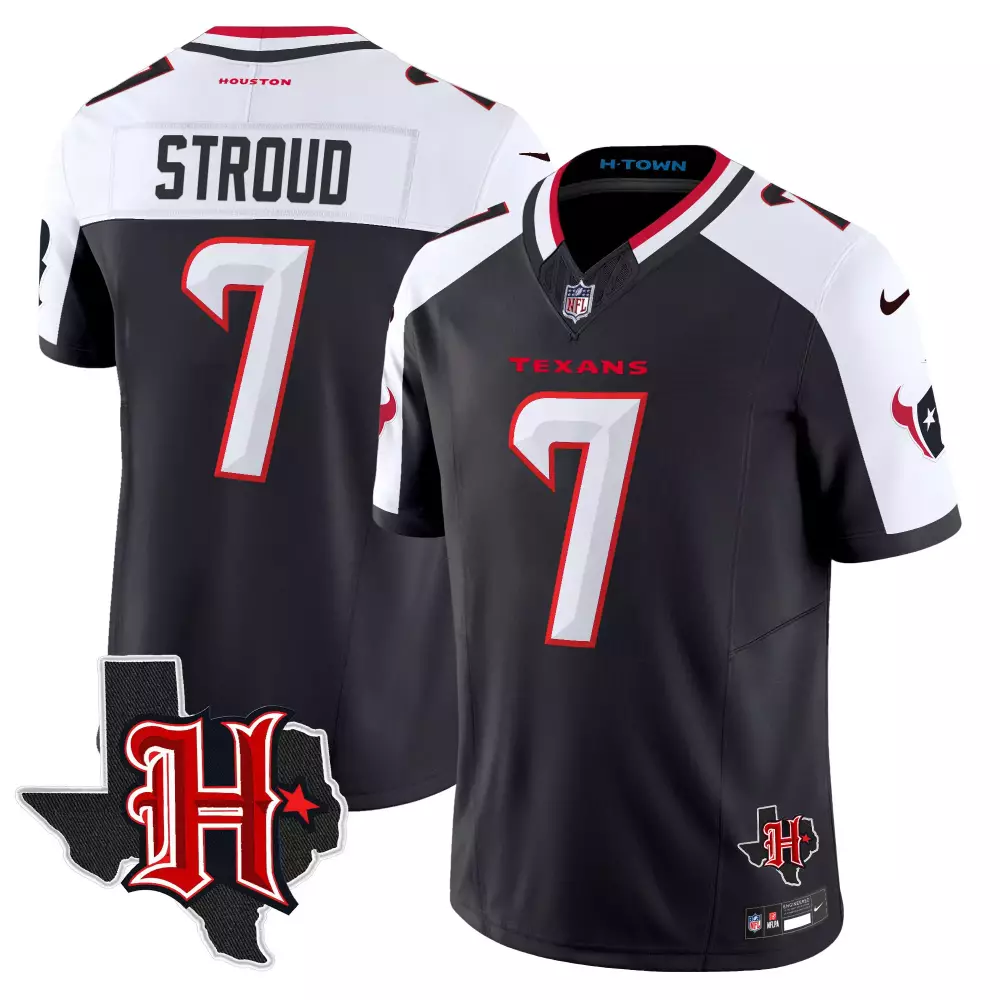 C.j. Stroud 7 Houston Texans Jersey Black Men White Red Alternate Vapor Limited v5