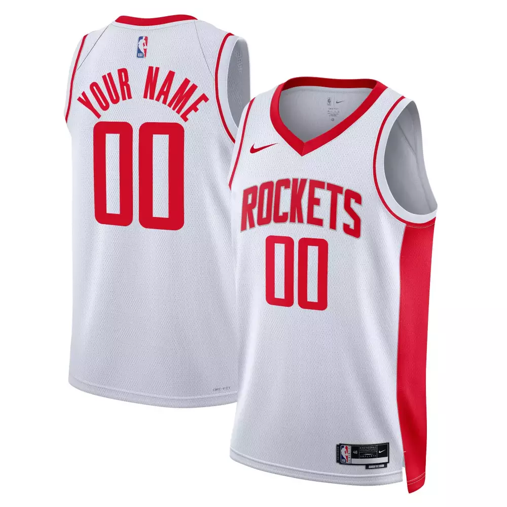 Custom Rockets Jersey White Men Standard Red Stitched