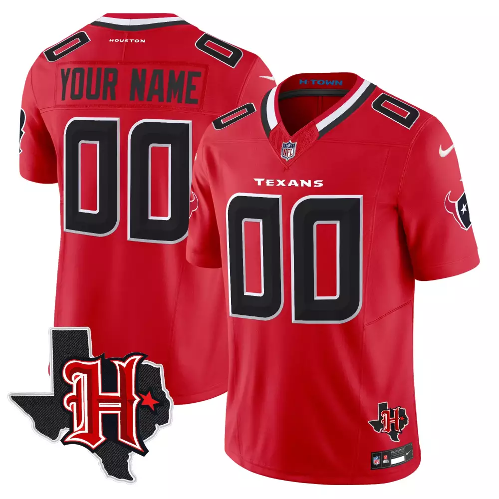 Custom Houston Texans Jersey Red H-town Men Black White Vapor Limited v5 All Stitched