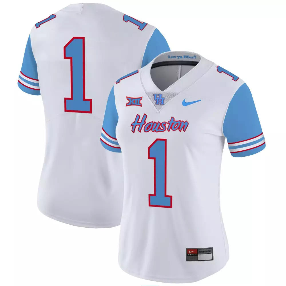Houston 1 Cougars Jersey White Women Red Blue Vapor All Stitched