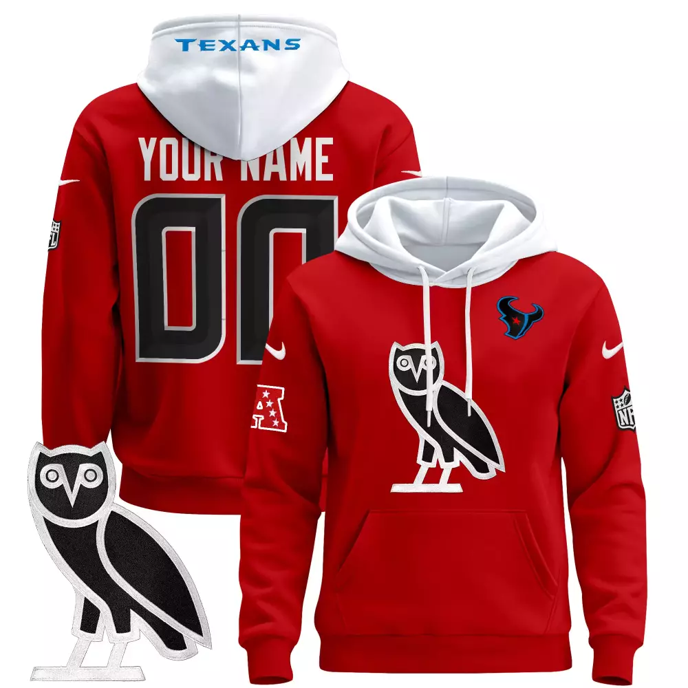 Custom Texans Jersey Red Afl Men Hoodie White Black Blue All Stitched