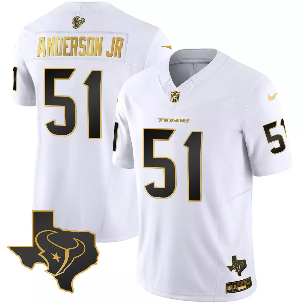 Will Anderson Jr. 51 Texans Jersey White Men Black Gold Vapor Limited All Stitched