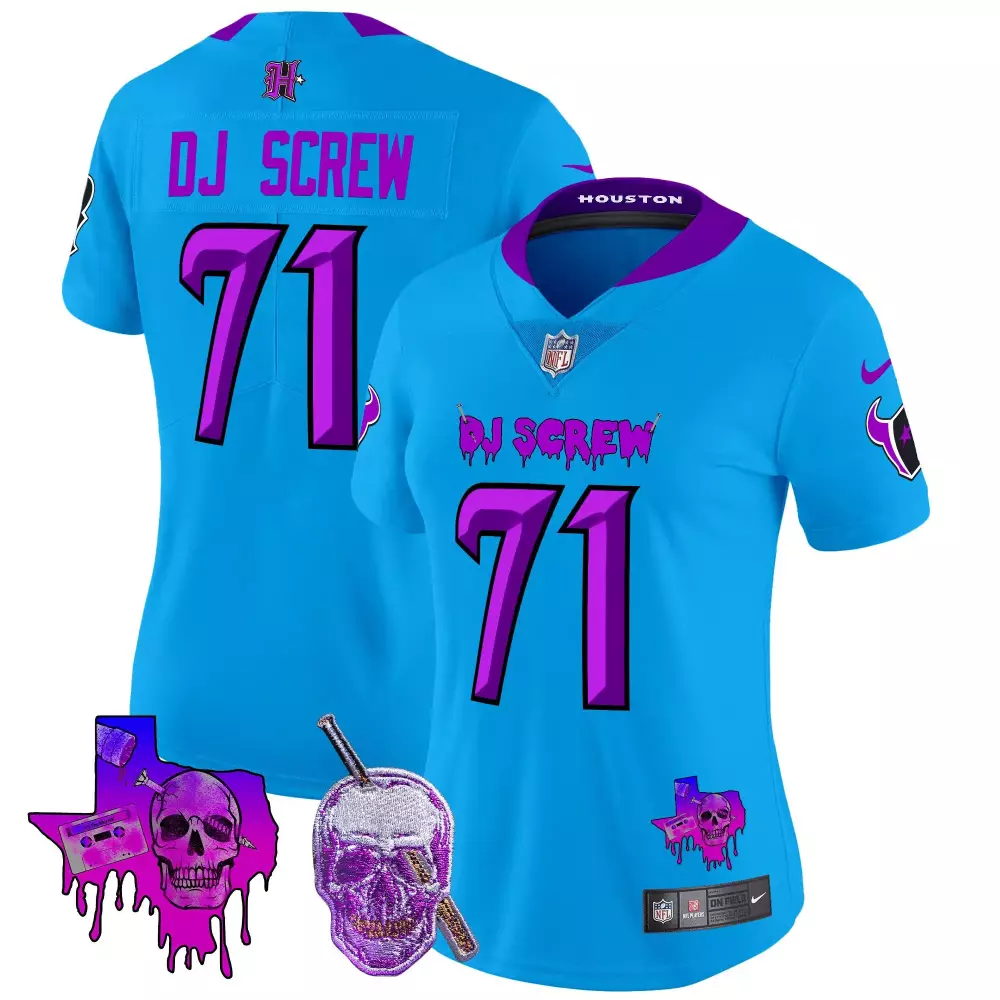 Screw Dj 71 Houston Texans Jersey Light Blue Alternate Purple Black Vapor Limited