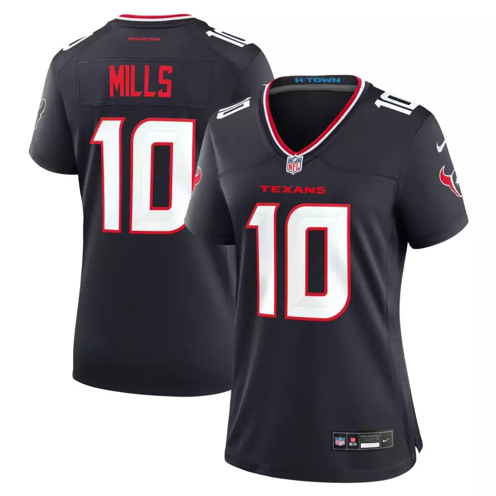Davis Mills 10 Texans Jersey Black Men Player White Red Game