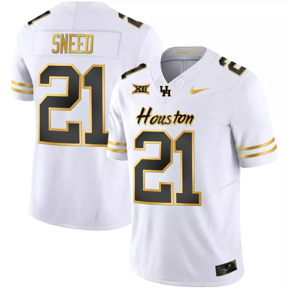 Sneed 21 Houston Jersey White Men Black Gold All Stitched