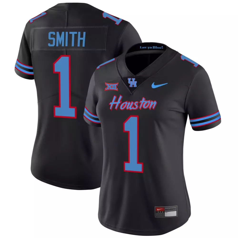 Smith 1 Houston Jersey Black Big Xii Women Light Blue Red Vapor All Stitched