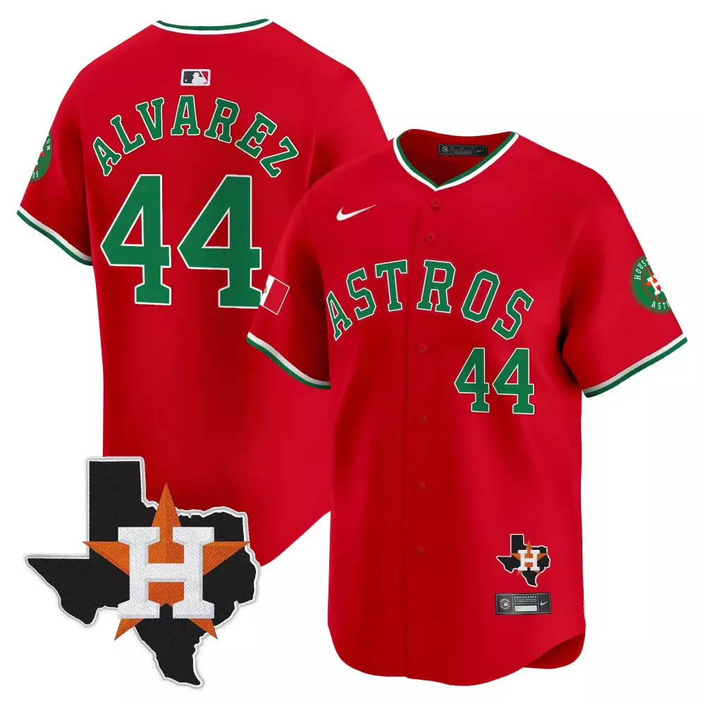 Yordan Lvarez 44 Astros Jersey Red City Connect Texas Flag 2023 Men MLB Green White