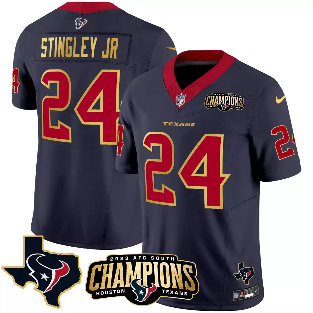 Derek Stingley Jr. 24 Jersey Navy Blue 2023 AFC South Champions Houston Texans Men
