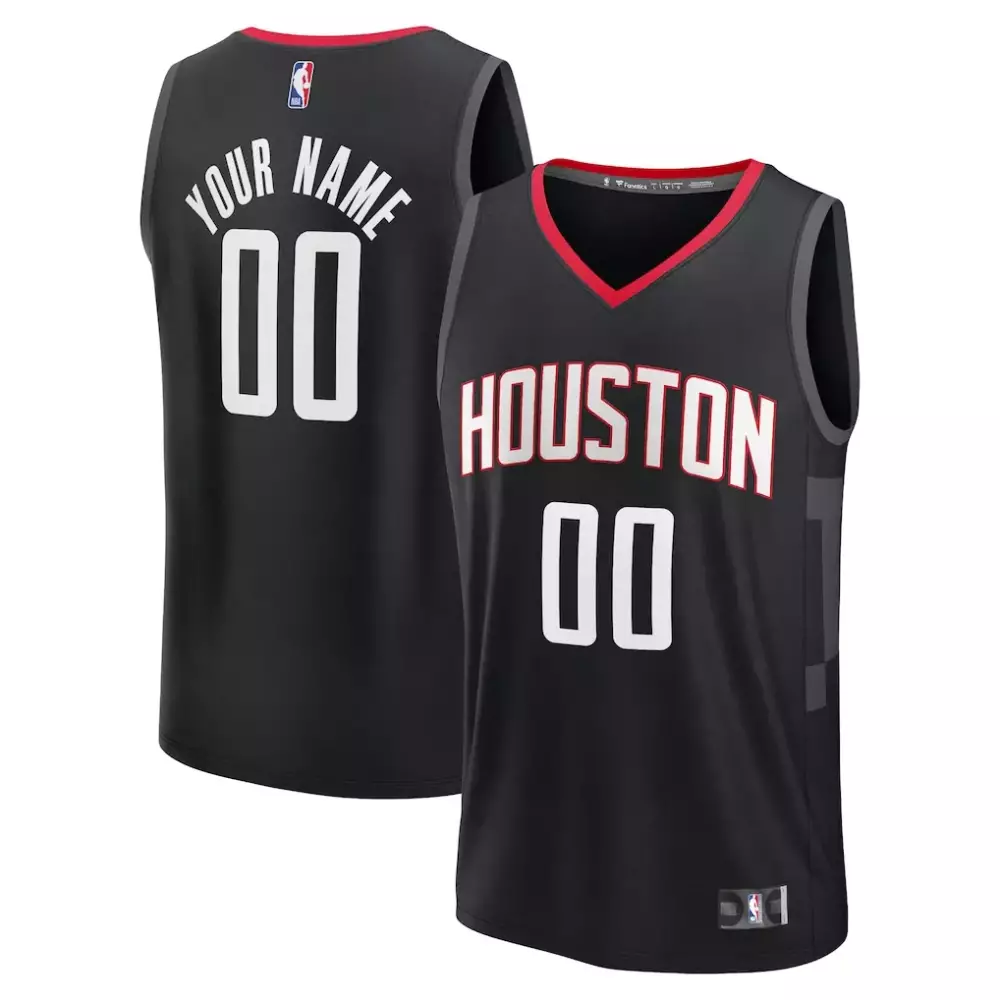 Custom Houston Rockets Jersey Black Men White Red